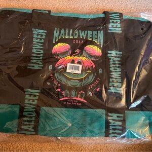 Disney Halloween Tote Bag — Black, Teal & Neon Pink